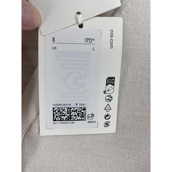 COS Sweater Womens Large Cardigan Beige Heavyweight Quiet Luxury Closet Staple - Picture 10 of 10